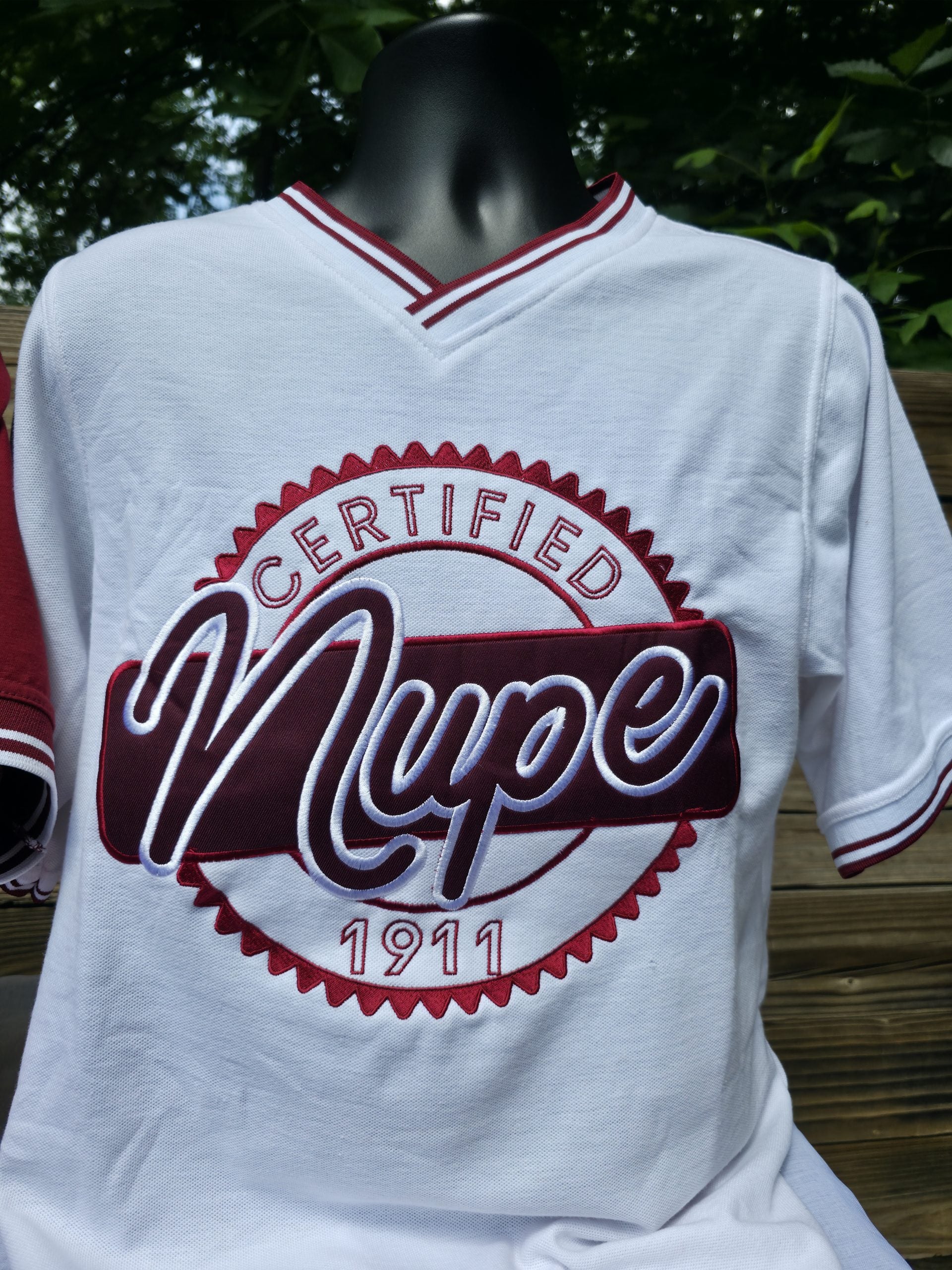 Kappa Alpha Psi Certified White Nupe V-Neck Jersey image 4