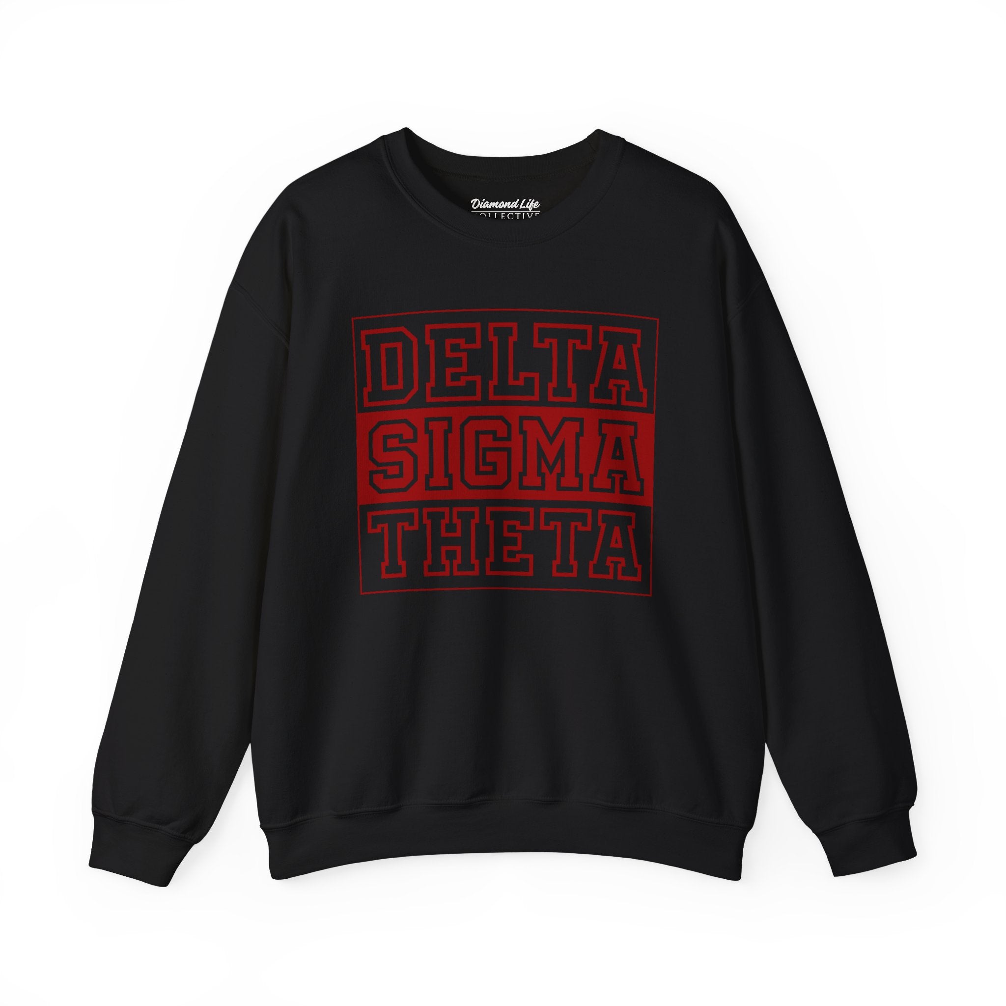 Black Delta Sigma Theta sweatshirt, 50/50 cotton/poly blend, ribbed collar,