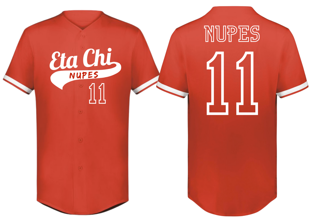 Eta Chi Button Down Screen-print Baseball Jersey