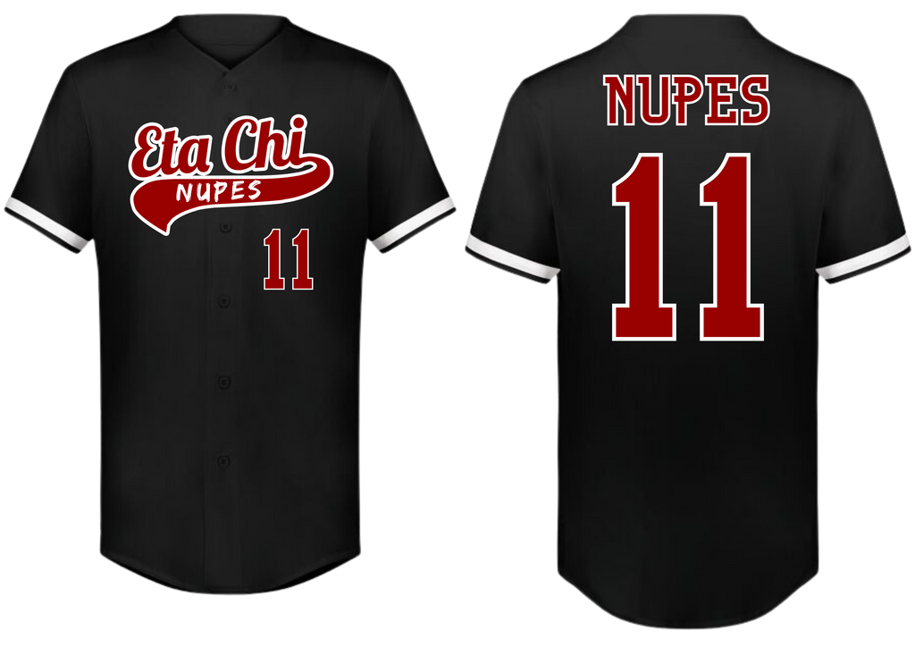Eta Chi Button Down Screen-print Baseball Jersey