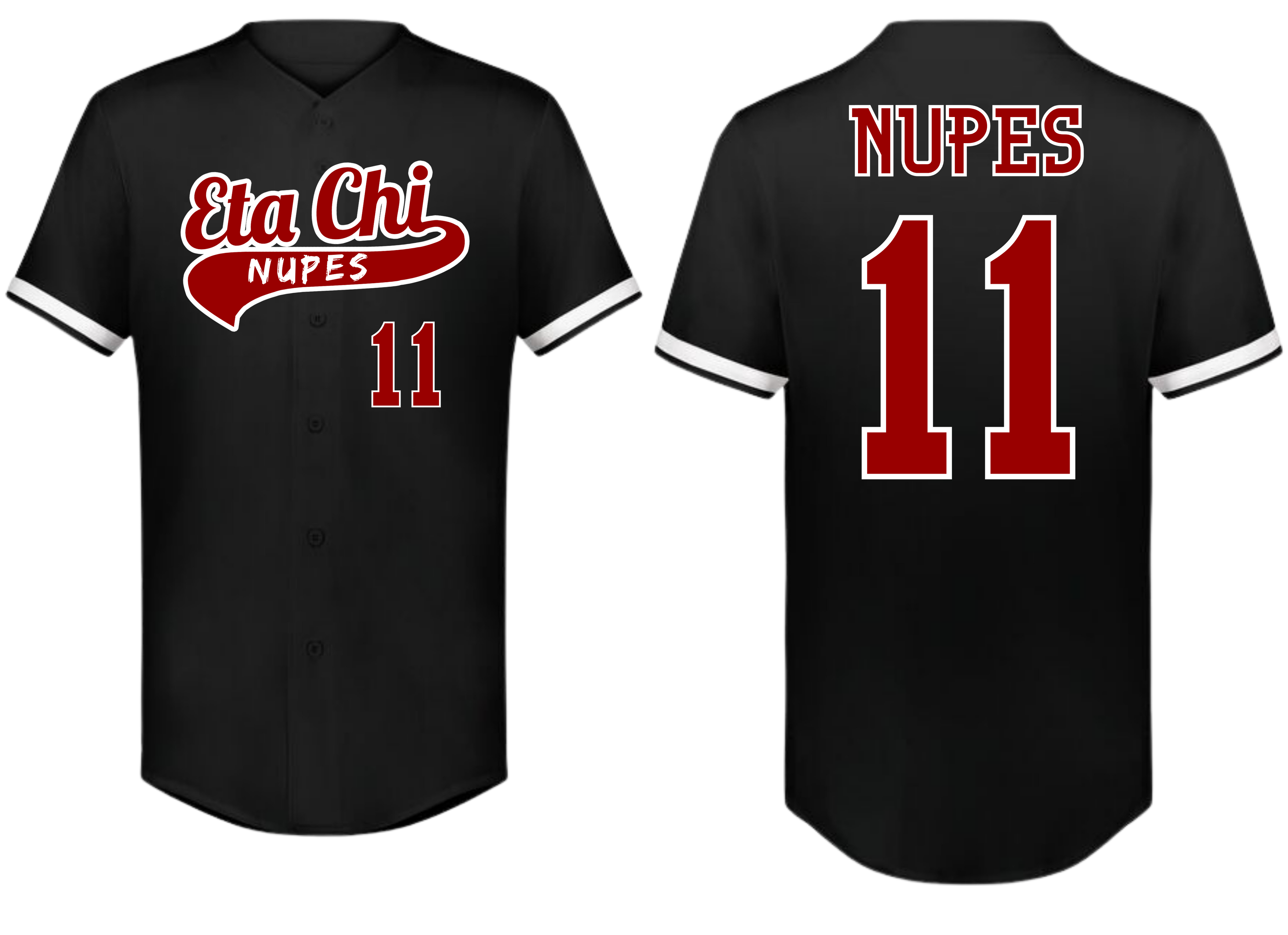 Eta Chi Button Down Screen-print Baseball Jersey