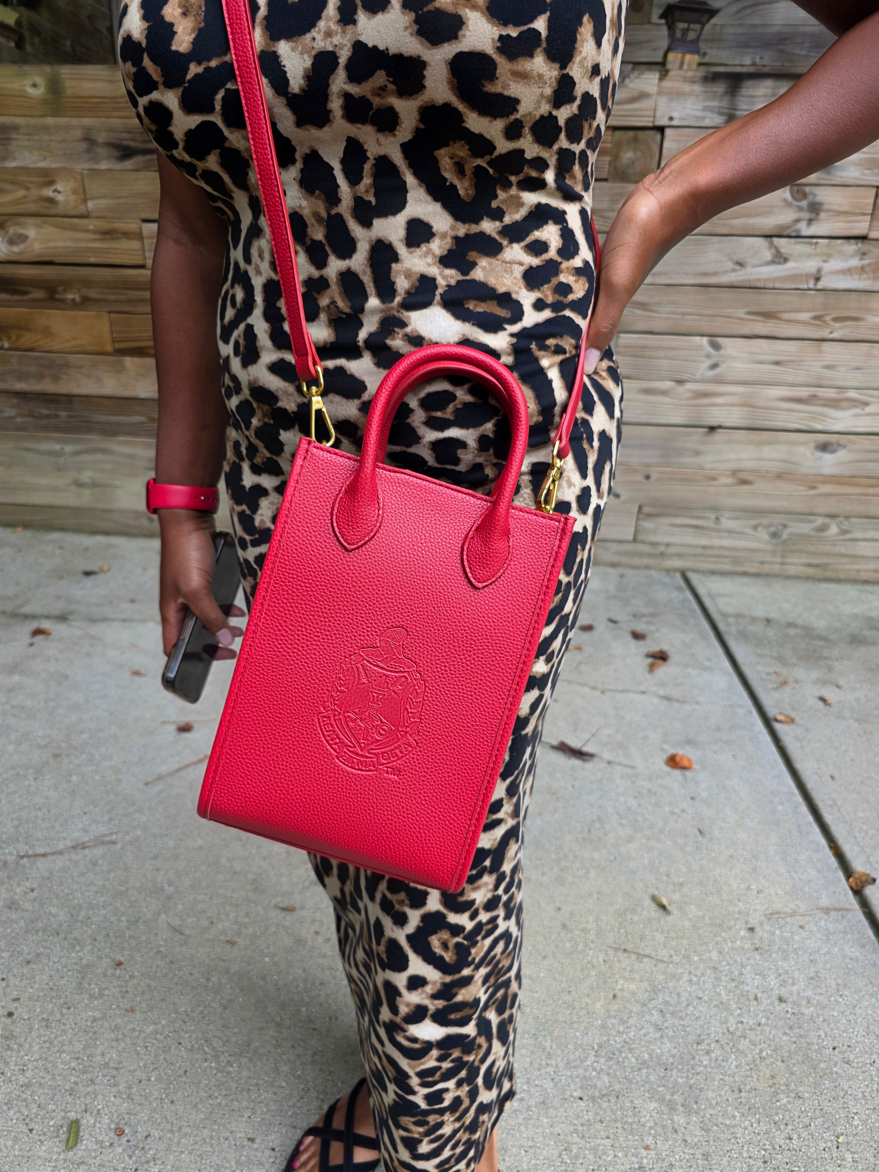 Delta Sigma Theta Crossbody Bag With Emboss Crest