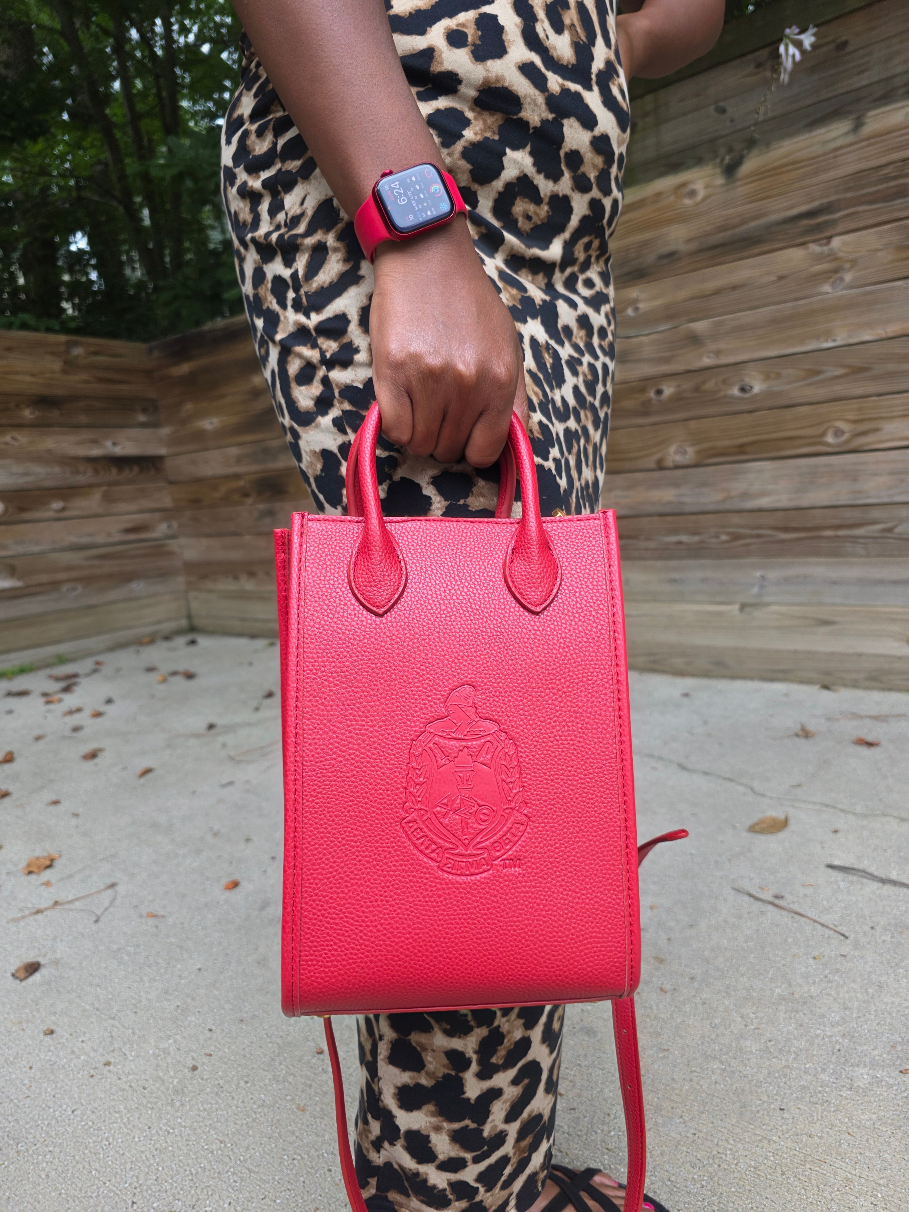 Delta Sigma Theta Crossbody Bag With Emboss Crest